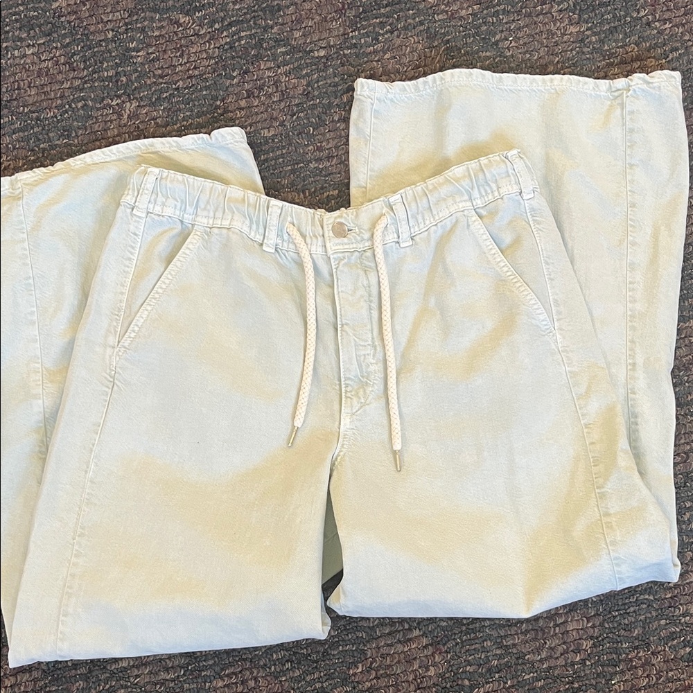 Pilcro Wide Leg Drawstring Pants in Cream